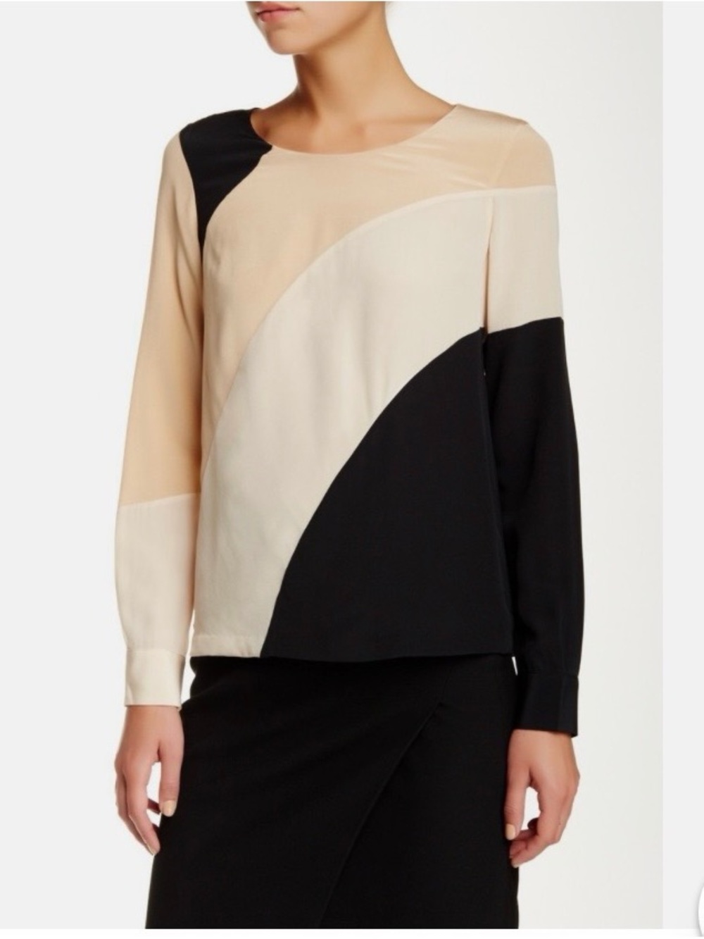 Diane Von Furstenberg Seraphina Silk Colorblock Top Blouse Size 8